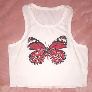 american eagle butterfly crop top